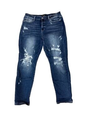 Judy Blue Distressed Dark Blue Boyfriend Jeans